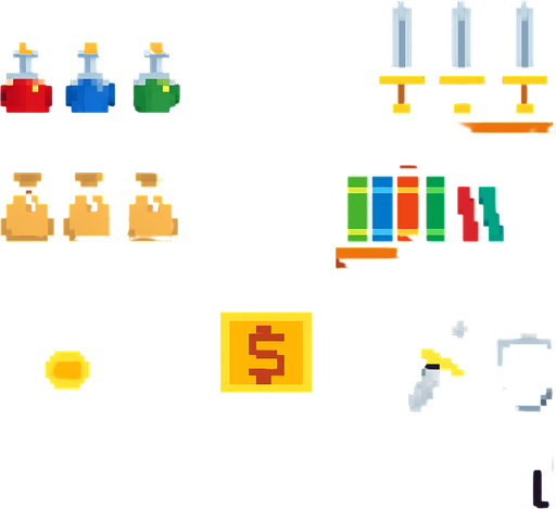 pixel shop background.
In-Game asset.  2d.  High contrast.  No shadows