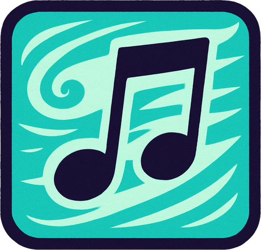 Generame una boton con dentro de forma de una nota musical con efectos de  viento.
In-Game asset.  2d.  High contrast.  No shadows