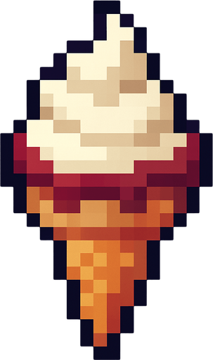 Pixilated ice cream.
In-Game asset.  2d.  High contrast.  No shadows