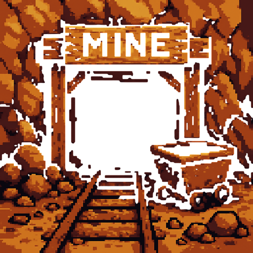 mina abandonada.
In-Game asset.  2d.  High contrast.  No shadows. pixelart