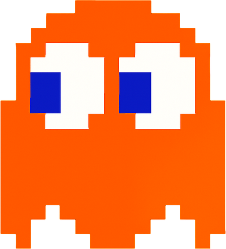 Pacman orange ghost.
In-Game asset.  2d.  High contrast.  No shadows