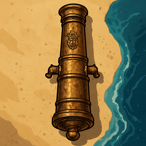 17. century bronze cannon for seaside only naked shooting cannon topdownlook medieval-semirealistic,..
In-Game asset.  2d.  High contrast.  No shadows