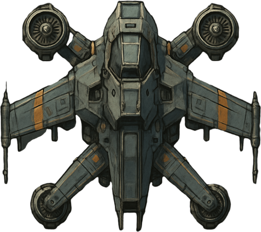 combat drone spaceship top view.