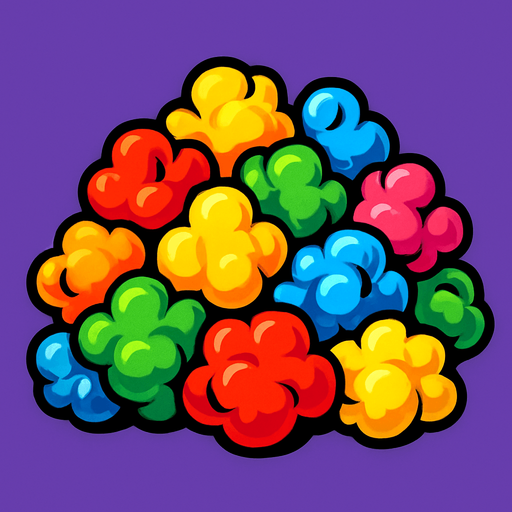 Palomitas arcoiris.
In-Game asset.  2d.  High contrast.  No shadows