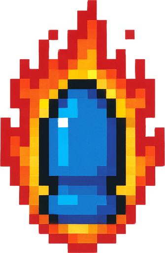 Draw a fiery bullet, blue, pixel 2d. Looks down.
In-Game asset.  2d.  High contrast.  No shadows