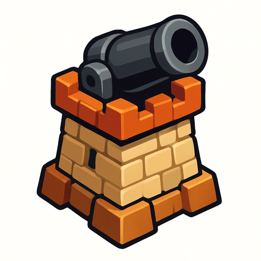 izometric cannon tower.
In-Game asset.  2d.  High contrast.  No shadows. izometric
