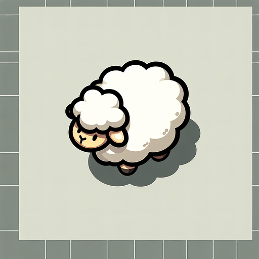 sheep, top view, cartoon style.
Single Game Texture. In-Game asset. 2d. Blank background. High contrast. No shadows.