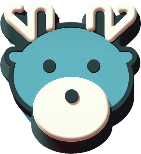 one cute christmas reindeer head. plastic style. Single Game Texture. In-Game asset. 2d. Blank background. High contrast. No shadows.