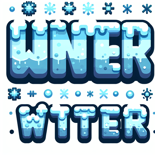 Create an SVG text design for "WINTER" in bold cartoon style with chunky rounded letters. Add small snowflake accents and icy details in cool, frosty blues and white.​​​​​​​​​​​​​​​​.
Single Game Texture. In-Game asset. 2d. Blank background. High contrast. No shadows.
