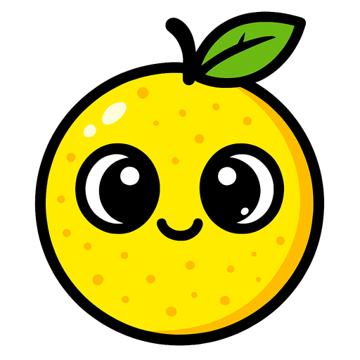 Limon Circular Fruta con ojos lindos.
In-Game asset.  2d.  High contrast.  No shadows. Cartoon.