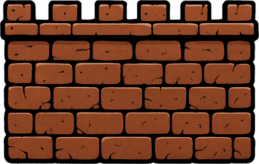 kale duvarı kahverengi renkte olsun eski çağ surları gibi olsun ve ekranın ortasını full kaplasın yatay şekilde.
In-Game asset.  2d.  High contrast.  No shadows