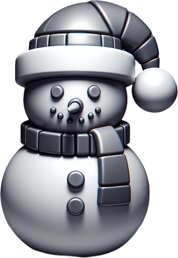 a christmas snow man. plastic style. Single Game Texture. In-Game asset. 2d. Blank background. High contrast. No shadows.