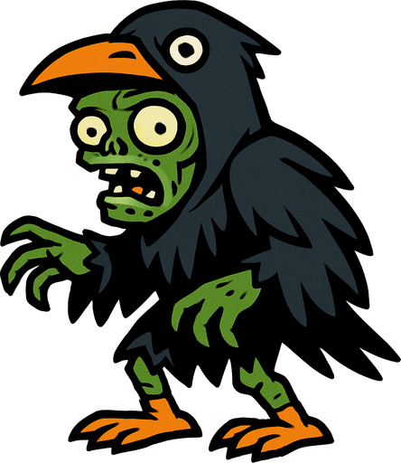 Zombie dressed as a crow.
In-Game asset.  2d.  High contrast.  No shadows