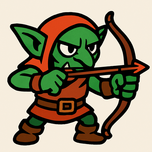 archer goblin.
In-Game asset.  2d.  High contrast.  No shadows