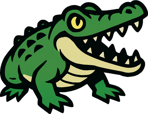 Crocodile.
In-Game asset.  2d.  High contrast.  No shadows