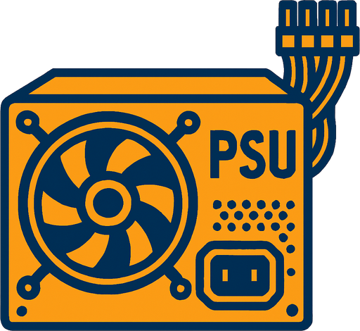 PSU bilgisayar Parçası.
In-Game asset.  2d.  High contrast.  No shadows