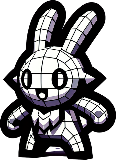 MG bunny.
Single Game Texture.  In-Game asset.  2d.  Blank background.  High contrast.  No shadows