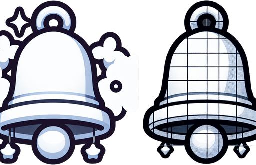 Single White Christmas bell. White decorations. Cartoon. Outline
Single Game Texture. In-Game asset. 2d. Blank background. High contrast. No shadows.