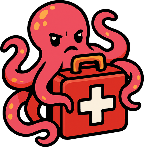 botiquin con un pulpo rodeandolo.
In-Game asset.  2d.  High contrast.  No shadows