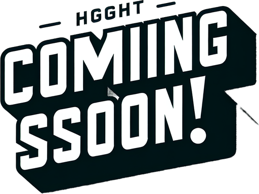 coming soon letters in white.
Single Game Texture. In-Game asset. 2d. Blank background. High contrast. No shadows.