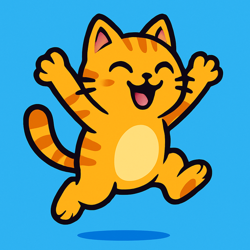 havada atlayan tatlı bir kedi çiz.
In-Game asset.  2d.  High contrast.  No shadows