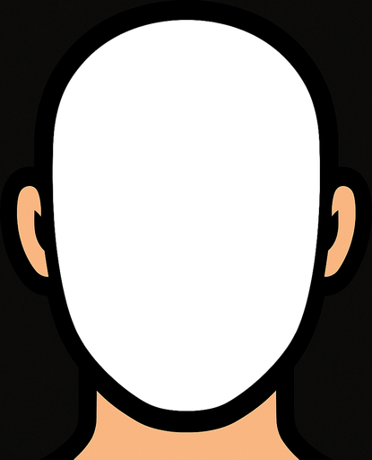 make a just face witout eyes and eyebrows and hairs and nose and mouth.
In-Game asset.  2d.  High contrast.  No shadows