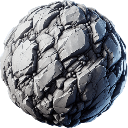 A rock in a rts style Single Game Texture. In-Game asset. 2d. Blank background. High contrast. No shadows.