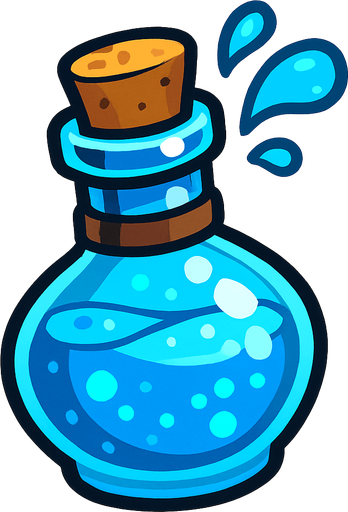 sihirli iksir mavi renk.
In-Game asset.  2d.  High contrast.  No shadows