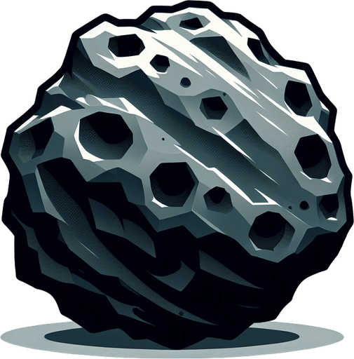 A Asteroiden.
Single Game Texture.  In-Game asset.  2d.  Blank background.  High contrast.  No shadows