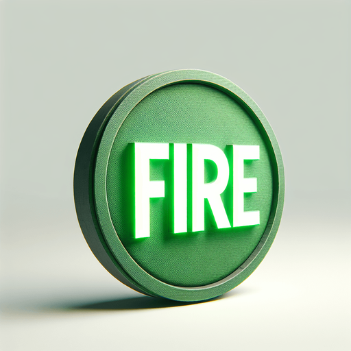 yuvarlak bir fire yazısı yeşil.
Single Game Texture. In-Game asset. 2d. Blank background. High contrast. No shadows.