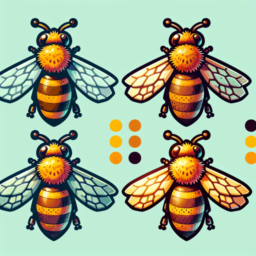 A  honeybee.
Single Game Texture. In-Game asset. 2d. Blank background. High contrast. No shadows.