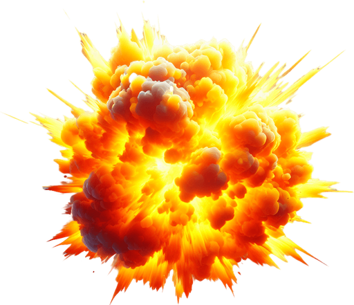 orange yellow float explosion.
Single Game Texture.  In-Game asset.  2d.  Blank background.  High contrast.  No shadows