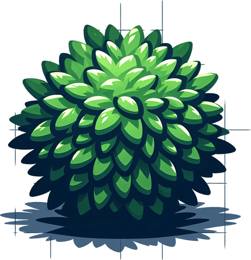 bush.
Single Game Texture. In-Game asset. 2d. Blank background. High contrast. No shadows.