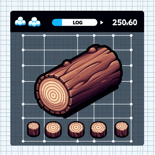 log, 250x60.
Single Game Texture.  In-Game asset.  2d.  Blank background.  High contrast.  No shadows