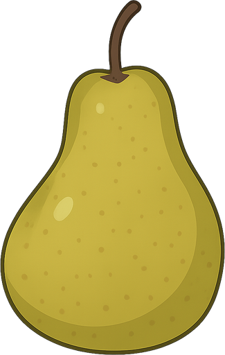 pear. No background. Transparent background. Blank background. No shadows. 2d. In-Game asset. flat