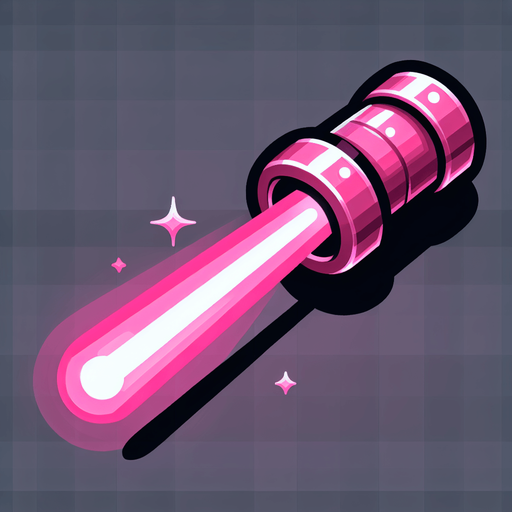 pink cartoon laser.
Single Game Texture. In-Game asset. 2d. Blank background. High contrast. No shadows.