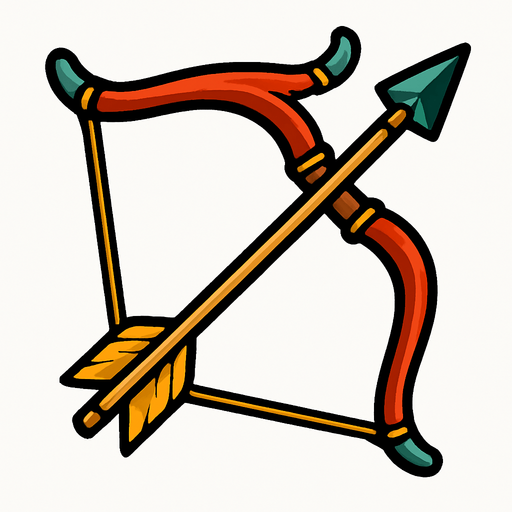 Bow with Arrow.
In-Game asset.  2d.  High contrast.  No shadows