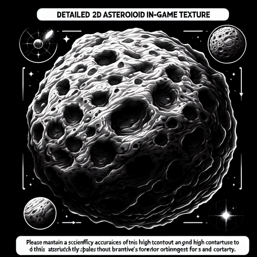Asteroid.
Single Game Texture.  In-Game asset.  2d.  Blank background.  High contrast.  No shadows