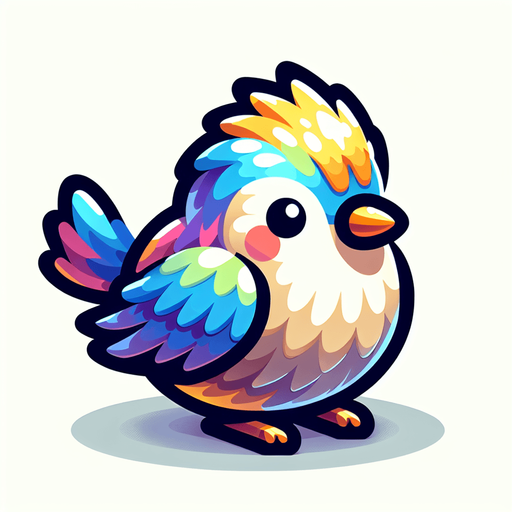 Make a cute bird.
Single Game Texture. In-Game asset. 2d. Blank background. High contrast. No shadows.