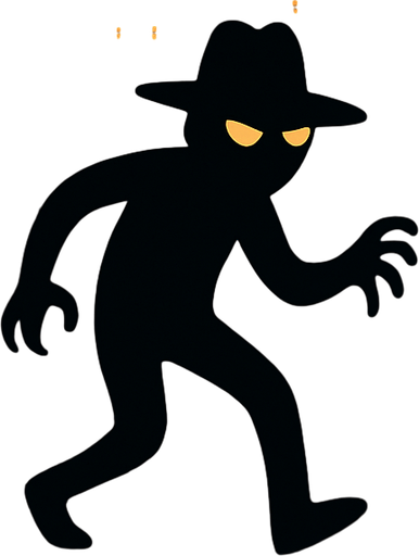 In a dark town street a mysterious shadow figure is creeping around