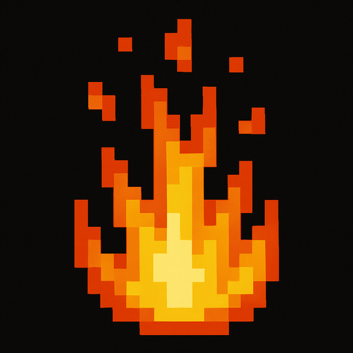 Minecraft yanma efekti.
In-Game asset.  2d.  High contrast.  No shadows