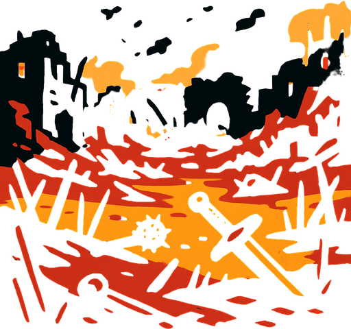 Savaş alanı.
In-Game asset.  2d.  High contrast.  No shadows