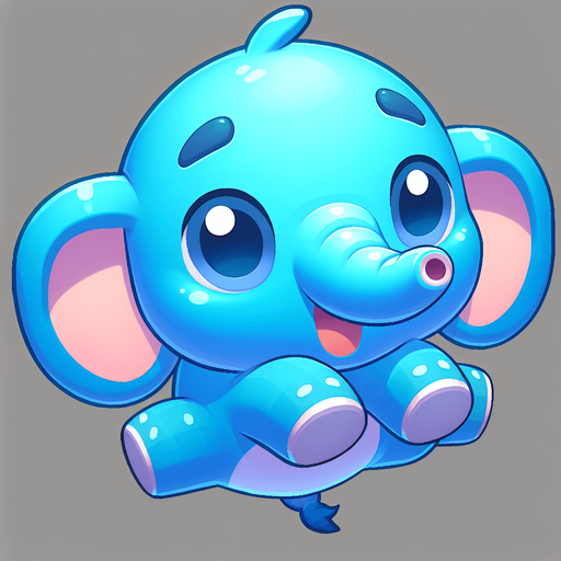 A happy little blue elephant, looking scared, facing the viewer, legs flailing as it falls through the air..
Single Game Texture. In-Game asset. 2d. Blank background. High contrast. No shadows.