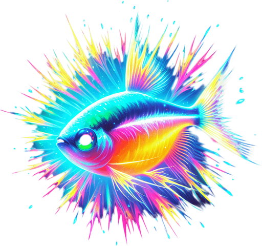 a realistic neonTetra.
Single Game Texture. In-Game asset. 2d. Blank background. High contrast. No shadows.