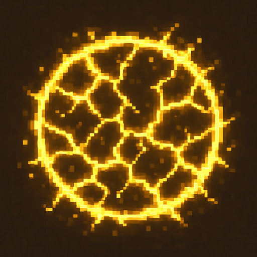 crackling circular energy field, pixel art, top down, filled with yellow electricity.
In-Game asset.  2d.  High contrast.  No shadows
