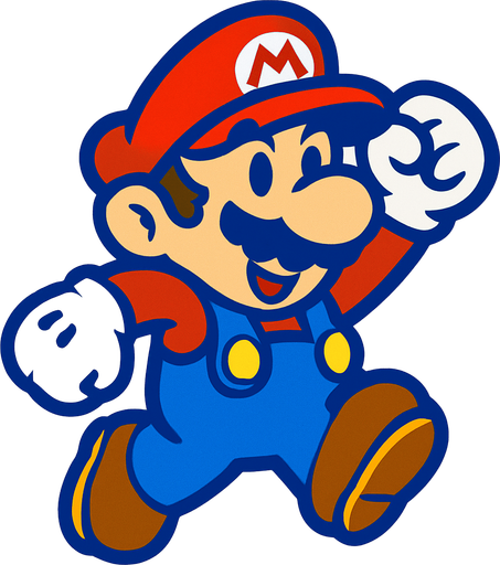 make a mario bros.
In-Game asset.  2d.  High contrast.  No shadows