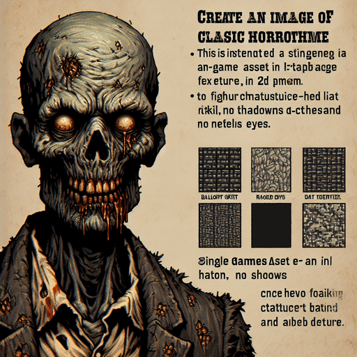 Maga zombie.
Single Game Texture.  In-Game asset.  2d.  Blank background.  High contrast.  No shadows. 3d