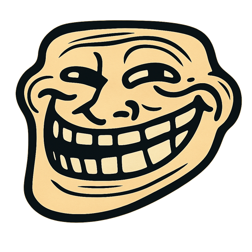 trollface.
In-Game asset.  2d.  High contrast.  No shadows