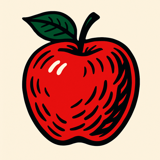 An apple.
2d.  High contrast.  No shadows