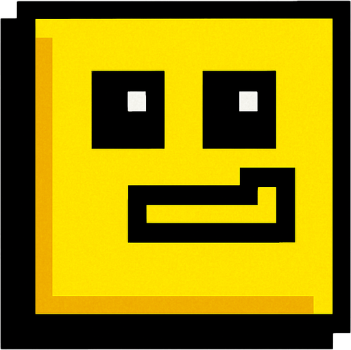 Pixel Geometri dash cube.
In-Game asset.  2d.  High contrast.  No shadows. Pixel